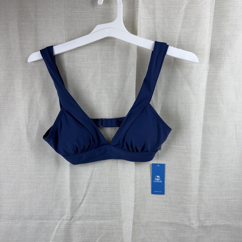 Cupshe Bikini Swim Top Womens Small Blue Bralette Wide Strap Lined NWT Swimwear